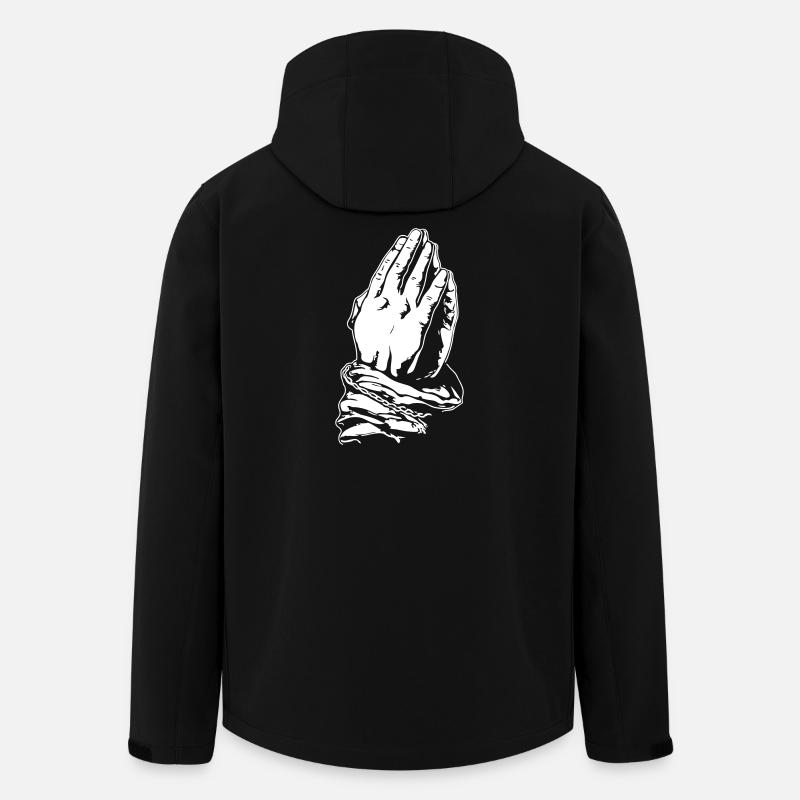 Gebetshände in Schwarz-Weiß - Recycelte Männer Softshell-Jacke von Stanley/Stella - Schwarz