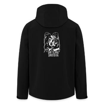 Loved by a Shetland Sheepdog Dogs Dogs Sheltie - Men’s Recycled Softshell Jacket by Stanley/Stella - black - Back - AI Model Male 185 light (185cm)