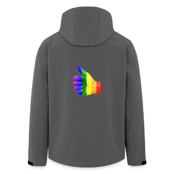 Regenbogen LGBT Daumen hoch - Recycelte Männer Softshell-Jacke von Stanley/Stella - Schwarz - Hinten - AI Model Male 185 light (185cm)
