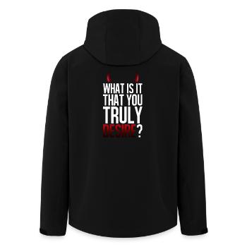Truly Desire Question Tee - Men’s Recycled Softshell Jacket by Stanley/Stella - black - Back - AI Model Male 185 light (185cm)