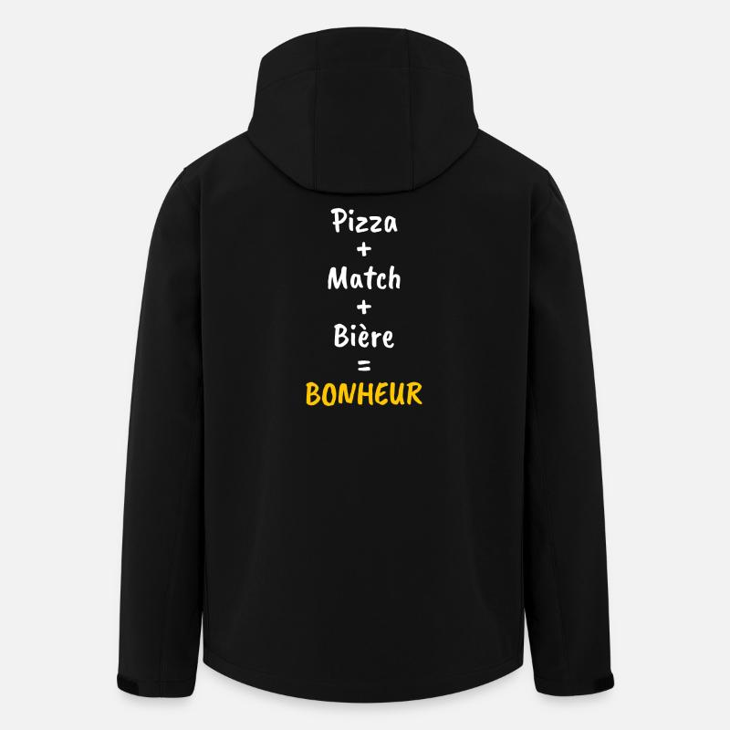 Pizza + Match + Bière = Bonheur - Veste softshell homme en polyester recyclé Stanley/Stella - noir