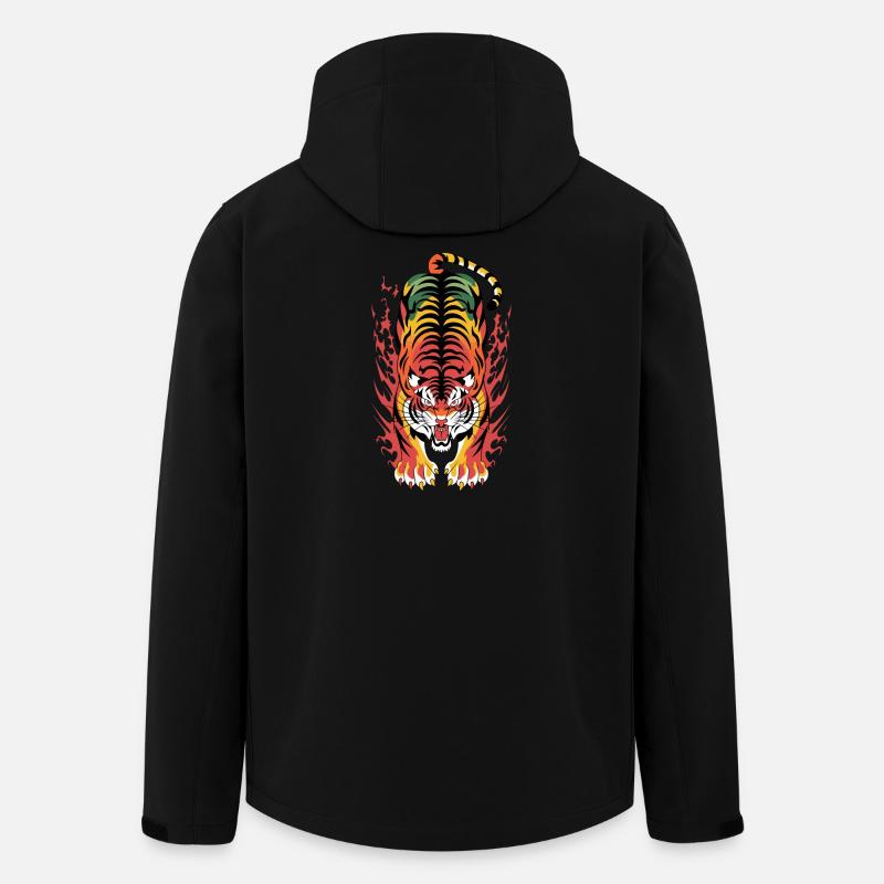 Flammenplatsch der Flammenflamme des lodernden Tigers - Recycelte Männer Softshell-Jacke von Stanley/Stella - Schwarz