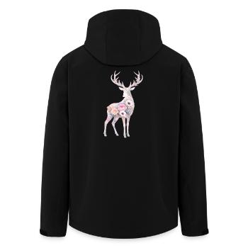 Hirsch Aquarell Silhouette Blumen - Recycelte Männer Softshell-Jacke von Stanley/Stella - Schwarz - Hinten - AI Model Male 185 light (185cm)