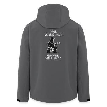 Unterschätze niemals einen alten Mann mit einer Ukulele - Recycelte Männer Softshell-Jacke von Stanley/Stella - Schwarz - Hinten - AI Model Male 185 light (185cm)