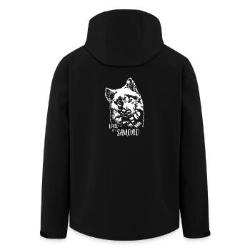 Loved by a Samoyed Dogs Samoyed Dog Saying - Men’s Recycled Softshell Jacket by Stanley/Stella - black - Back - AI Model Male 185 light (185cm)