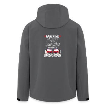 Kinder T-Shirt - Mein Bruder ist Feuerwehrmann - Recycelte Männer Softshell-Jacke von Stanley/Stella - Schwarz - Hinten - AI Model Male 185 light (185cm)