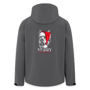 Santa BERGER PICARD Merry Christmas Dogs Wilsigns - Men’s Recycled Softshell Jacket by Stanley/Stella - anthracite - Back - AI Model Male 185 light (185cm)
