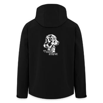 Loved by a Golden Retriever Dog Saying Wilsigns - Men’s Recycled Softshell Jacket by Stanley/Stella - black - Back - AI Model Male 185 light (185cm)