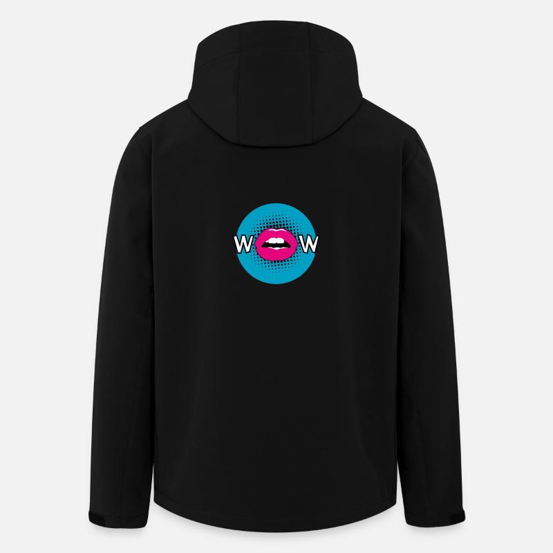 Pop Art / Graphic Novel: WOW - bouche, lèvres, moue - Veste softshell homme en polyester recyclé Stanley/Stella - noir