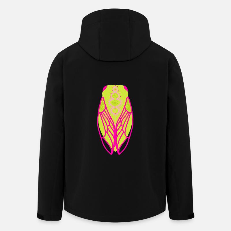 Cigale colorée fluo - Veste softshell homme en polyester recyclé Stanley/Stella - noir