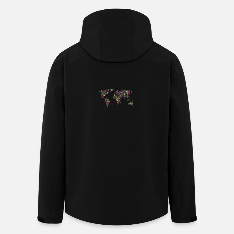 monde arc-en-couleur carte de points - Veste softshell homme en polyester recyclé Stanley/Stella - noir