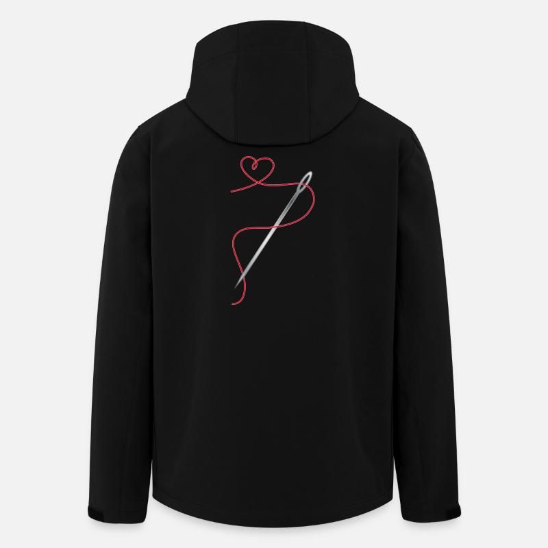 Nadel und Nähgarn mit Herz - Recycelte Männer Softshell-Jacke von Stanley/Stella - Schwarz