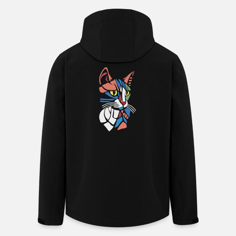 Abstract Geometric Cat Lover - Men’s Recycled Softshell Jacket by Stanley/Stella - black