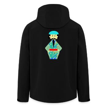 Ancestral Warrior with Green Dragon - Men’s Recycled Softshell Jacket by Stanley/Stella - black - Back - AI Model Male 185 light (185cm)