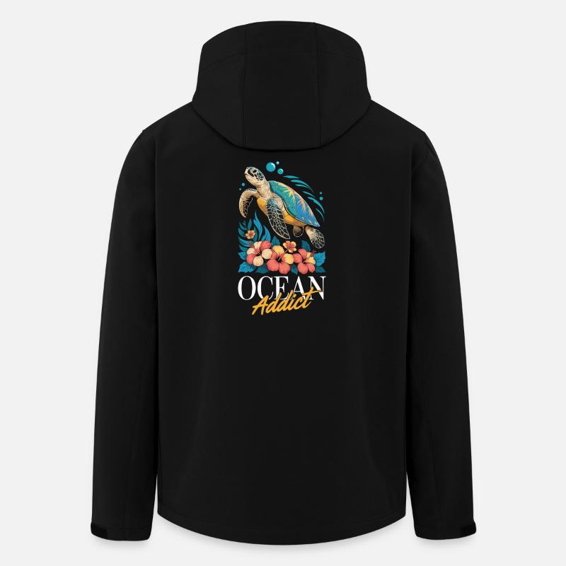 Sea Turtle Ocean Addict Design - Men’s Recycled Softshell Jacket by Stanley/Stella - black