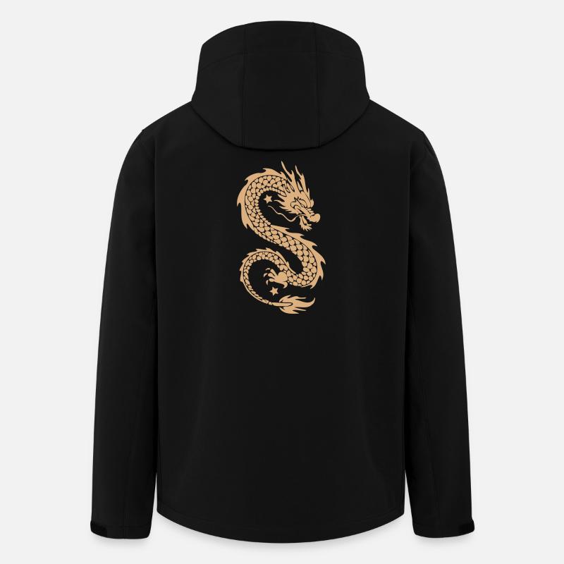Silhouette dorée du Dragon Céleste - Veste softshell homme en polyester recyclé Stanley/Stella - noir