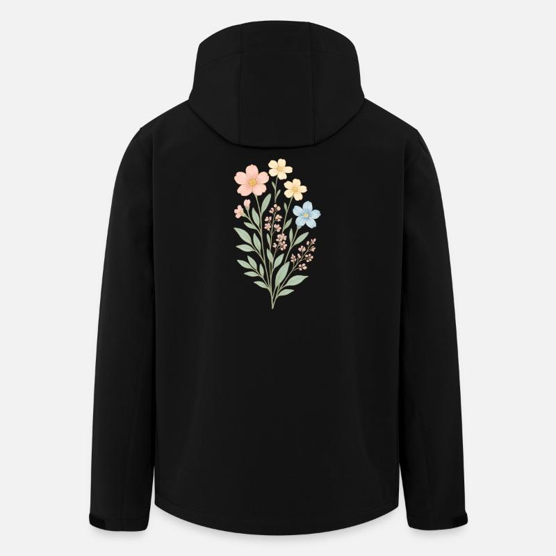 Fleurs pastel style aquarelle - Veste softshell homme en polyester recyclé Stanley/Stella - noir
