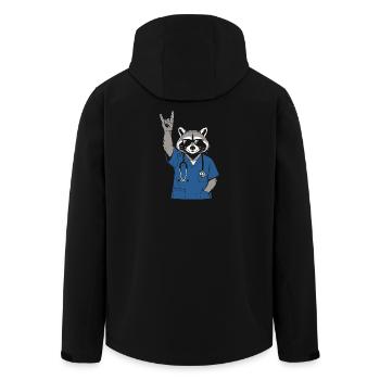 Infirmier Rock Raton Laveur - Humour Infirmière - Veste softshell homme en polyester recyclé Stanley/Stella - noir - Dos - AI Model Male 185 light (185cm)