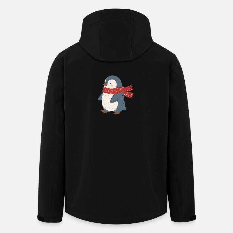 Pinguin mit roter Winterschal - Recycelte Männer Softshell-Jacke von Stanley/Stella - Schwarz
