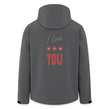 LOVE. COUPLE. JUST MARRIED. bachelorette party. SAINT VALENTINE. - Men’s Recycled Softshell Jacket by Stanley/Stella - black - Back - AI Model Male 185 light (185cm)