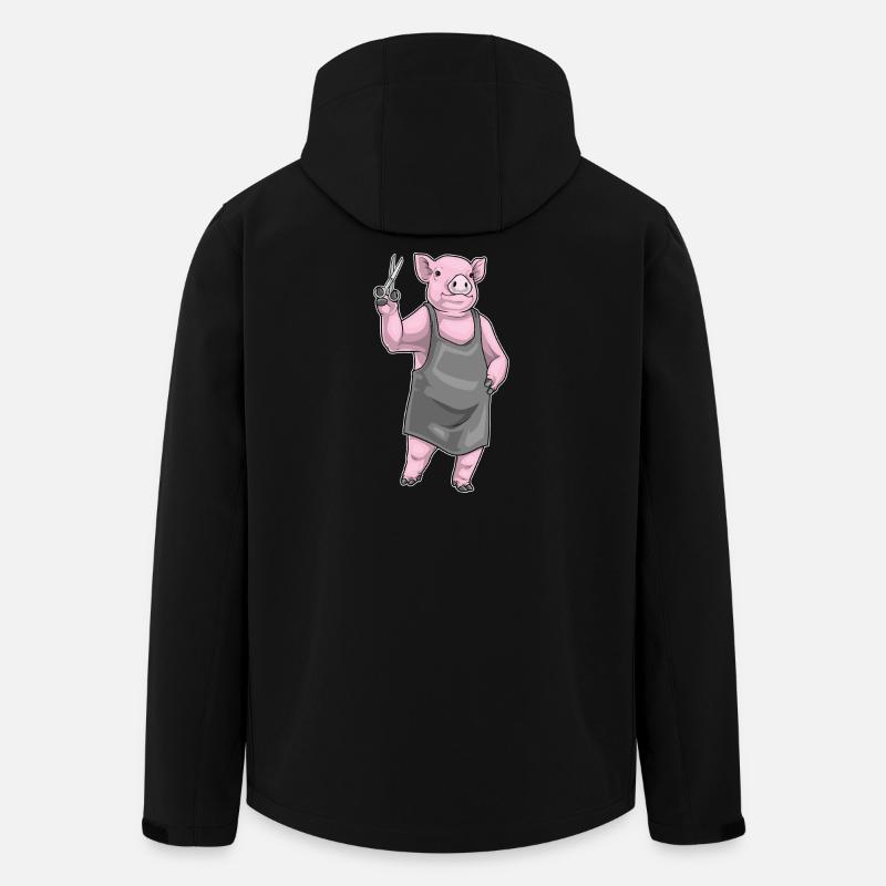 Schwein Friseur Schere - Recycelte Männer Softshell-Jacke von Stanley/Stella - Schwarz