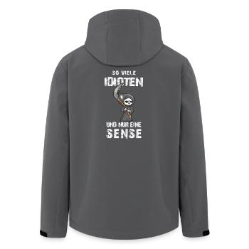 So viele Idioten und nur eine Sense - Sarkasmus - Recycelte Männer Softshell-Jacke von Stanley/Stella - Schwarz - Hinten - AI Model Male 185 light (185cm)