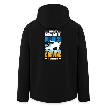 Snowboarding Snowboard Meeting Chairlift - Men’s Recycled Softshell Jacket by Stanley/Stella - black - Back - AI Model Male 185 light (185cm)
