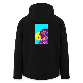 Néon de la tour de plongée Pop Art - Veste softshell homme en polyester recyclé Stanley/Stella - noir - Dos - AI Model Male 185 light (185cm)