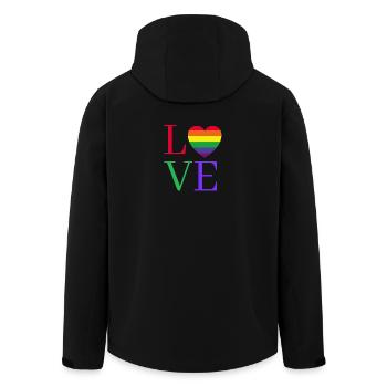 Rainbow Love Heart Pride - Men’s Recycled Softshell Jacket by Stanley/Stella - black - Back - AI Model Male 185 light (185cm)