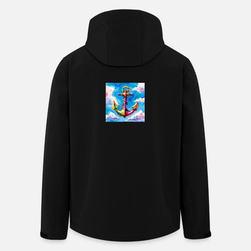 Bunt aquarellierter Anker im Himmel - Recycelte Männer Softshell-Jacke von Stanley/Stella - Schwarz
