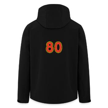 80. 80 YEARS. 80th ANNIVERSARY. 80 YEARS ANNIVERSARY. - Men’s Recycled Softshell Jacket by Stanley/Stella - black - Back - AI Model Male 185 light (185cm)