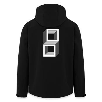 Grayscale Cube Frames - Men’s Recycled Softshell Jacket by Stanley/Stella - black - Back - AI Model Male 185 light (185cm)