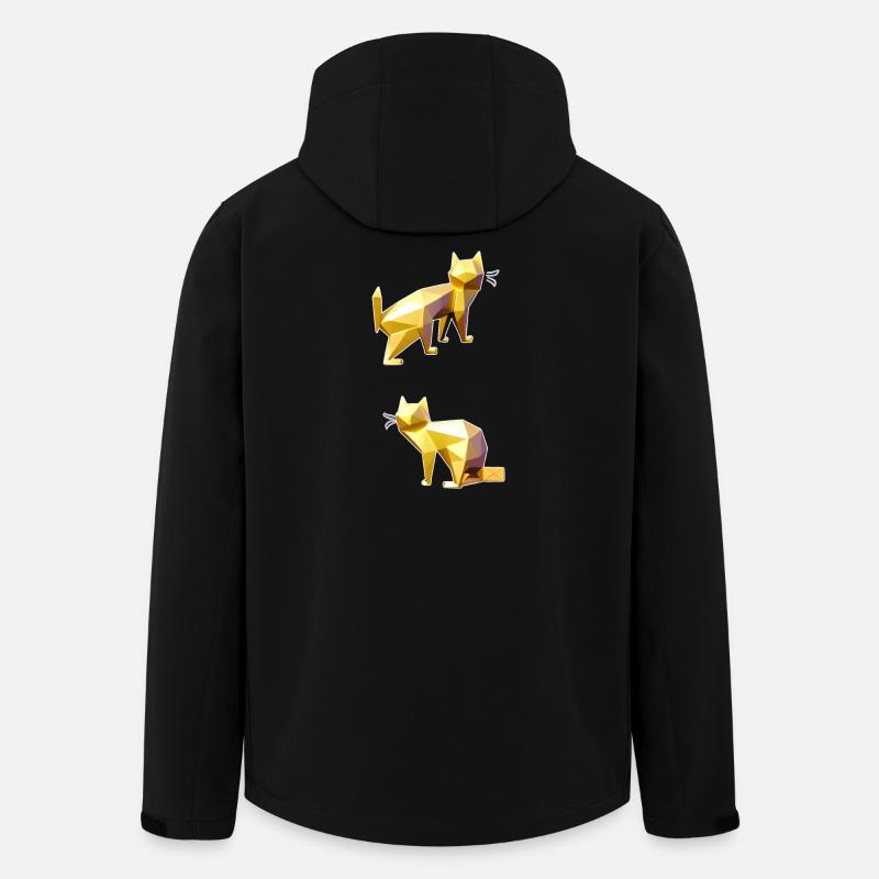 Goldene Polygonkatzen Facettenkunst - Recycelte Männer Softshell-Jacke von Stanley/Stella - Schwarz