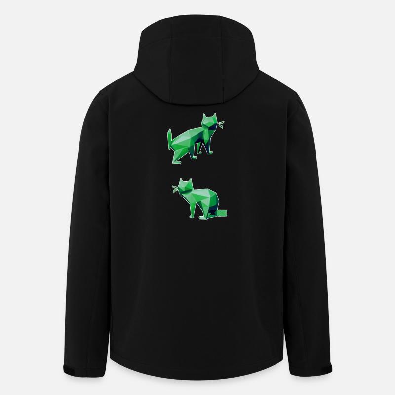 Grüne Geometrie Katzen Duo - Recycelte Männer Softshell-Jacke von Stanley/Stella - Schwarz
