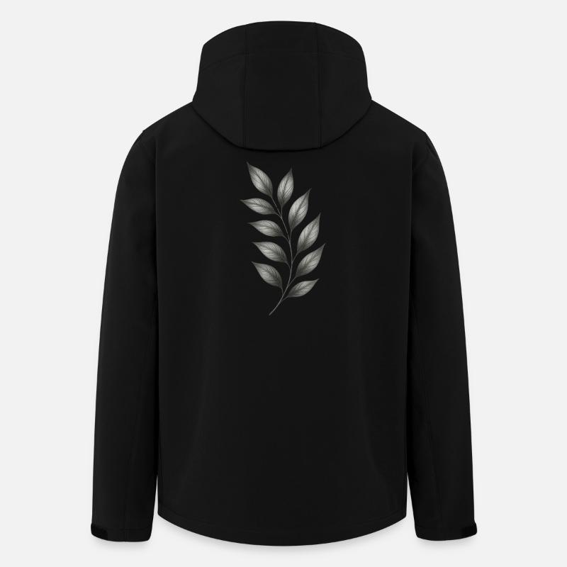 Gray Leaf Branches Botanical Minimal Lines - Men’s Recycled Softshell Jacket by Stanley/Stella - black