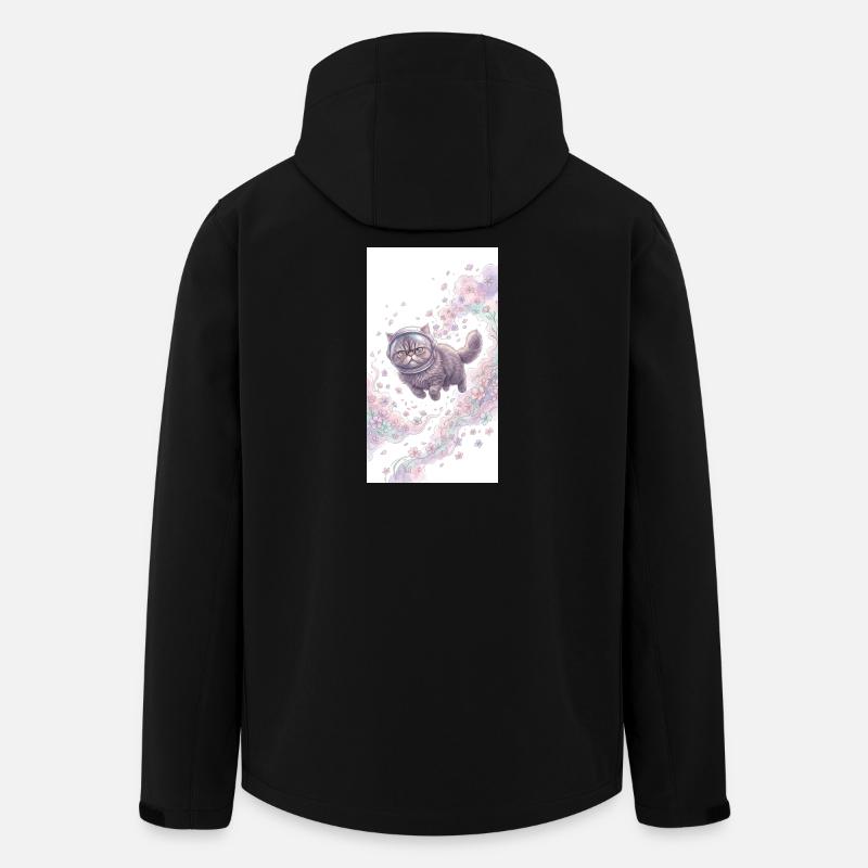 Weltraumkatze im Blumenzauber - Recycelte Männer Softshell-Jacke von Stanley/Stella - Schwarz