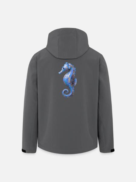Seahorse Mosaic - Blue Sea Design - Men’s Recycled Softshell Jacket by Stanley/Stella - black