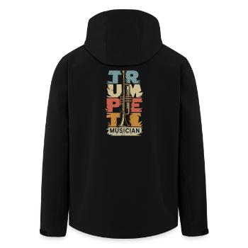 Music Trumpet Trumpet Player Musician Vintage - Men’s Recycled Softshell Jacket by Stanley/Stella - black - Back - AI Model Male 185 light (185cm)