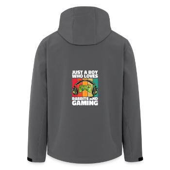 Gamer & Rabbits: Videospiele & Leaping Adventure - Recycelte Männer Softshell-Jacke von Stanley/Stella - Schwarz - Hinten - AI Model Male 185 light (185cm)