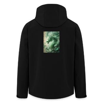 The Totem of Spring: Qinglong - Vitalité Azur - Men’s Recycled Softshell Jacket by Stanley/Stella - black - Back - AI Model Male 185 light (185cm)
