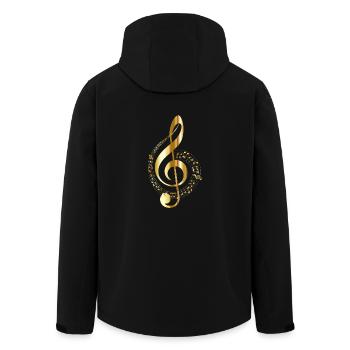 goldender Notenschlüssel - Recycelte Männer Softshell-Jacke von Stanley/Stella - Schwarz - Hinten - AI Model Male 185 light (185cm)
