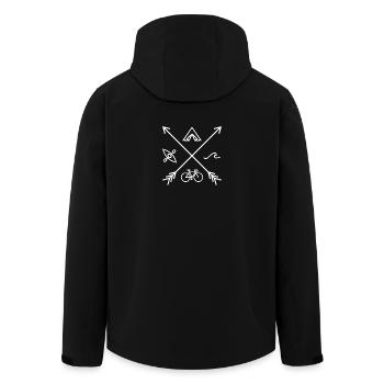 Minimalistisches Naturabenteuer-Emblem - Recycelte Männer Softshell-Jacke von Stanley/Stella - Schwarz - Hinten - AI Model Male 185 light (185cm)