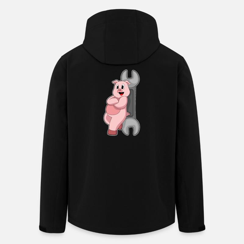Clé d’artisan porcin - Veste softshell homme en polyester recyclé Stanley/Stella - noir