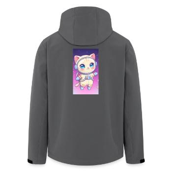 Chaton astronaute - Veste softshell homme en polyester recyclé Stanley/Stella - noir - Dos - AI Model Male 185 light (185cm)