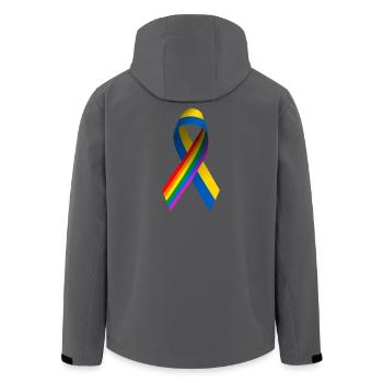 Ukrainische Schleife mit Regenbogenfahne - Recycelte Männer Softshell-Jacke von Stanley/Stella - Schwarz - Hinten - AI Model Male 185 light (185cm)