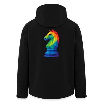 Low-Poly Rider: Tactical Mastery - Men’s Recycled Softshell Jacket by Stanley/Stella - black - Back - AI Model Male 185 light (185cm)