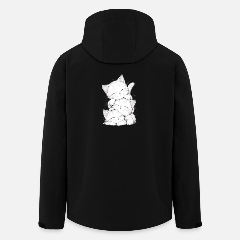 Sleeping kitten trio - Men’s Recycled Softshell Jacket by Stanley/Stella - black