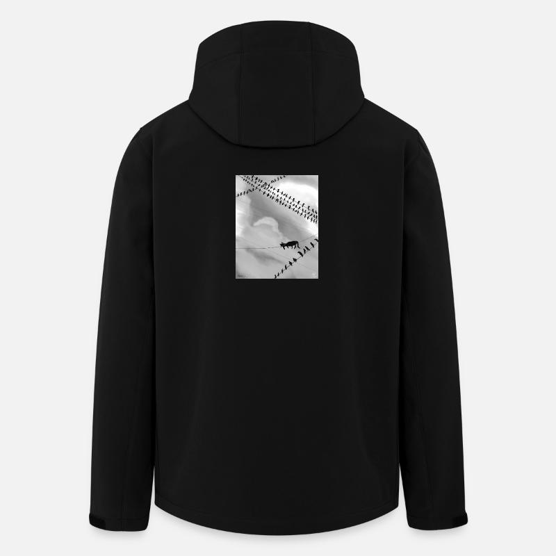 Monochrome Katze auf Stromleitungen - Recycelte Männer Softshell-Jacke von Stanley/Stella - Schwarz