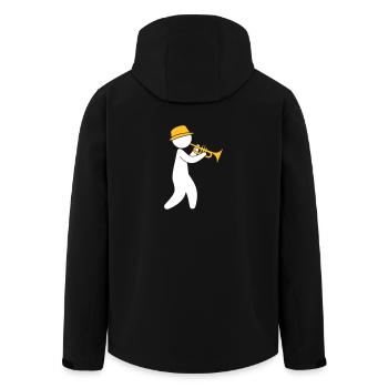 Un musicien de jazz joue la trompette - Veste softshell homme en polyester recyclé Stanley/Stella - noir - Dos - AI Model Male 185 light (185cm)