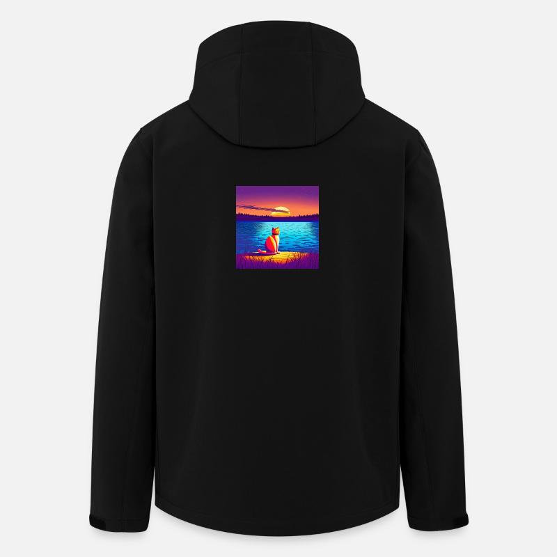 Chat profitant du coucher de soleil - Veste softshell homme en polyester recyclé Stanley/Stella - noir